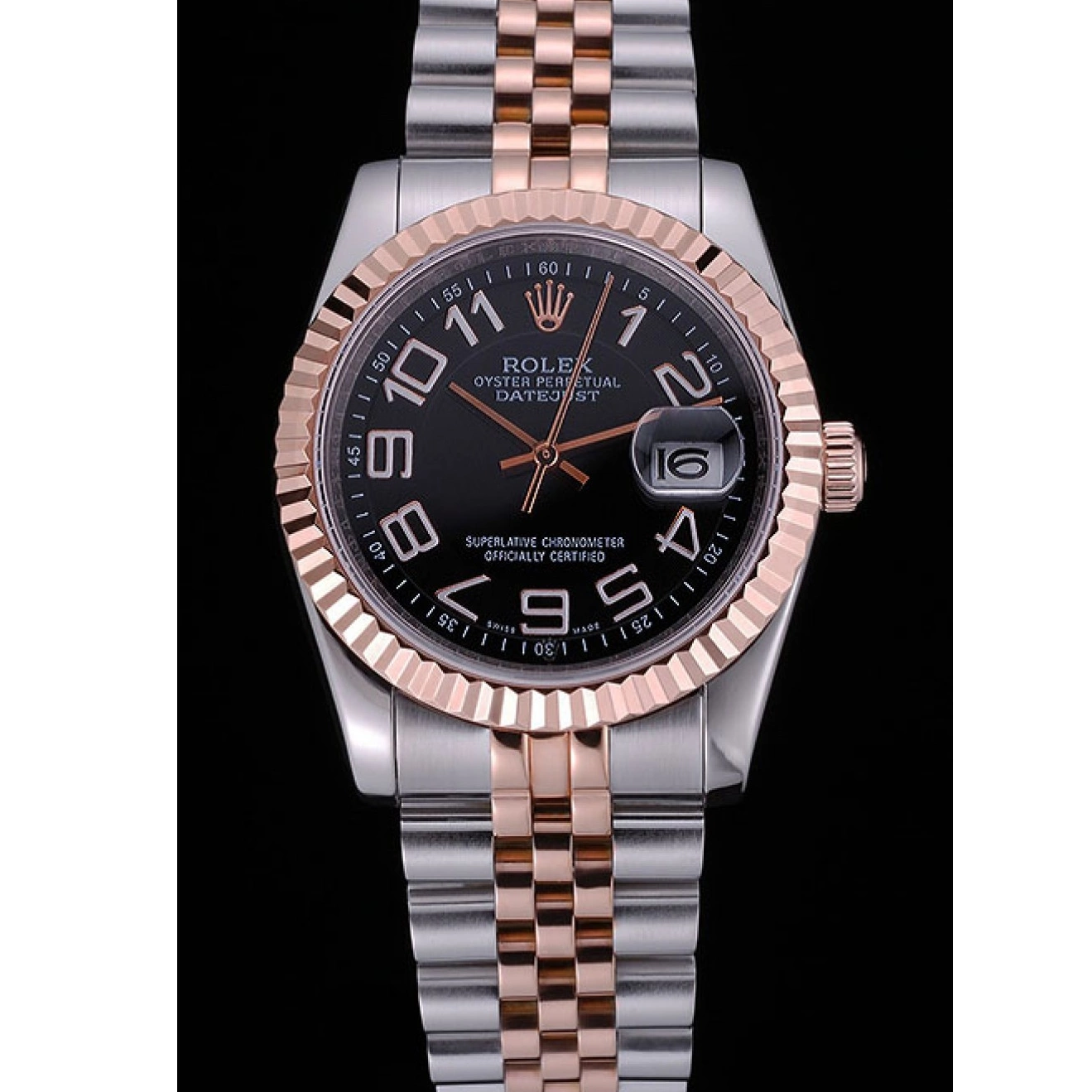 AAA Replica Watches Rolex Bracelet Stainless 622545 Dial Gold Black DateJust Steel and 0823